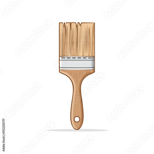 Paint brush isolated on black background Art tool with wooden handle for painting House repair instrument for design projects DIY concept