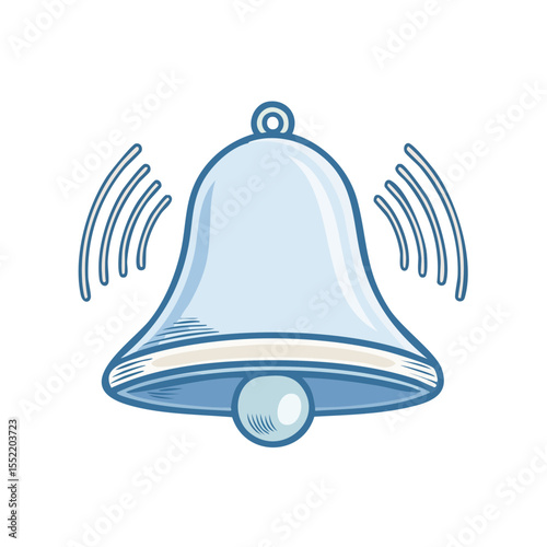 Notification bell ringing with cartoon style waves for an alert reminder on solid background illustration digital art