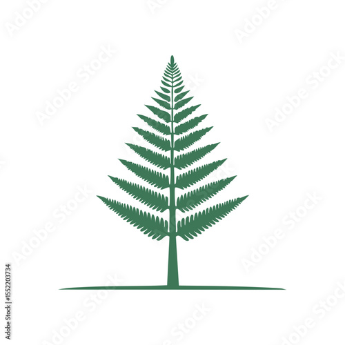 Minimalist Green Fern Silhouette on Black Background Nature Illustration Design Element