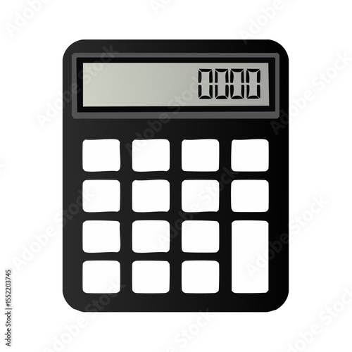 Illustration of a Black Calculator with Buttons and Display Showing Zeros on a Black Background