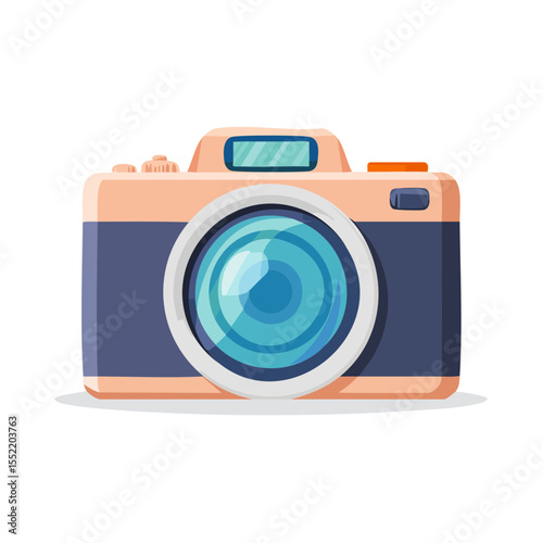Vintage Style Camera Illustration Featuring Lens and Buttons on a Black Background for Creative Photography Projects
