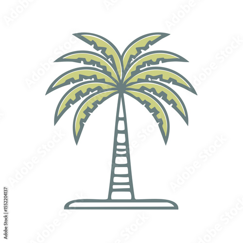 Simple Palm Tree Illustration with Rounded Edges on Black Background Tropical Beach Vacation