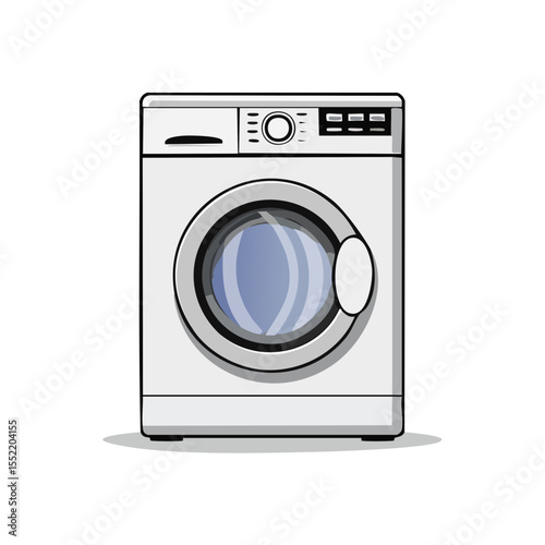 Cartoon style washing machine isolated on background appliance for clothes laundering service vector clip art