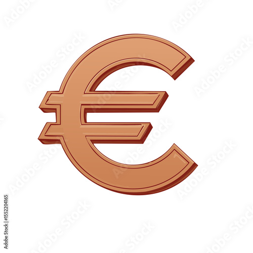 Isolated Euro Sign Illustration, Bronze Money Symbol on Black Background