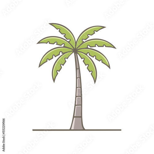 Minimalist Palm Tree Vector Illustration against Black Backdrop, Tropical Summer Vacation Design Element