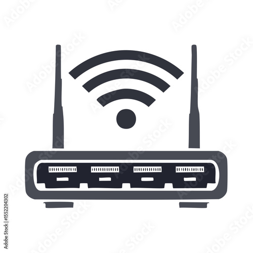 Router Wireless Connection Device for Internet Networking Simple Icon Vector Design