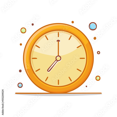 Cartoon Clock Illustrating Time Concept on Black Background with Scattered Spots