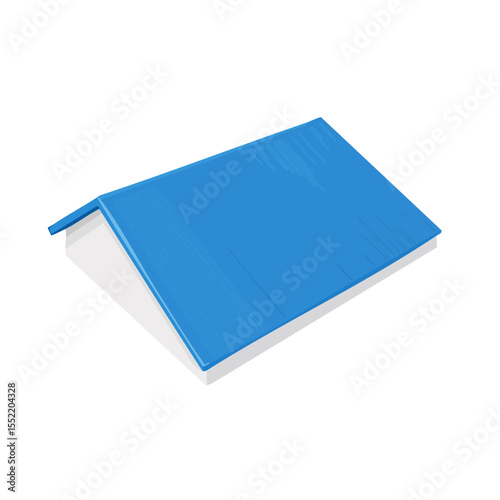 Isometric minimal house construction with blue roof on a black background simple design architecture real estate property investment