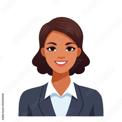Animated Businesswoman Portrait with Suit and Tie on a Black Background