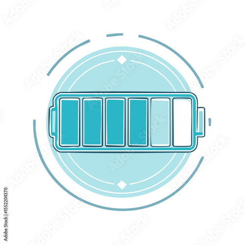 Battery Charge Level Illustration, Partially Full Power, Energy Indicator, Modern Style