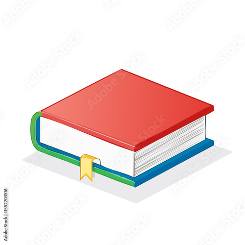 Colorful Stack of Books with Bookmark, Education and Learning Concept Illustration