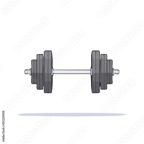 Cartoon dumbbell with weights on dark background for exercise and strength training