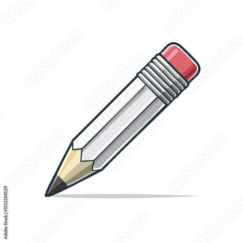 Stylized pencil with rubber eraser drawing line on black background for education projects and creative design illustrations vector drawing writing sketching