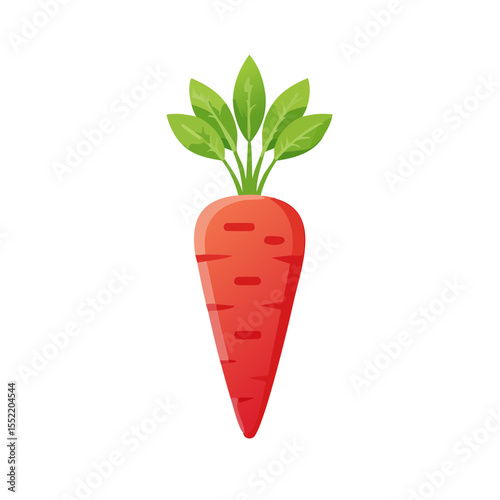 Isolated Orange Carrot Vegetable with Green Leaves on Black Background Cartoon Style Healthy Food Ingredient Fresh Produce Root Crop
