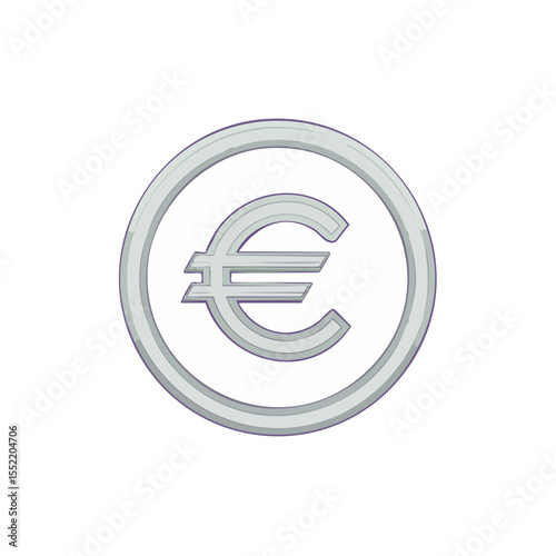 Cartoon Illustration of Euro Coin Symbol on Black Background Finance and Economy Concept