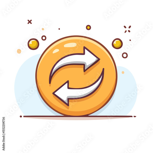 Circular Motion: Arrows Rotating Around a Core of Clouds and Stars Illustrative Style