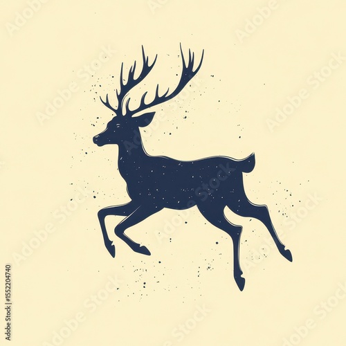 Majestic deer leaps gracefully across a tranquil landscape with subtle textures