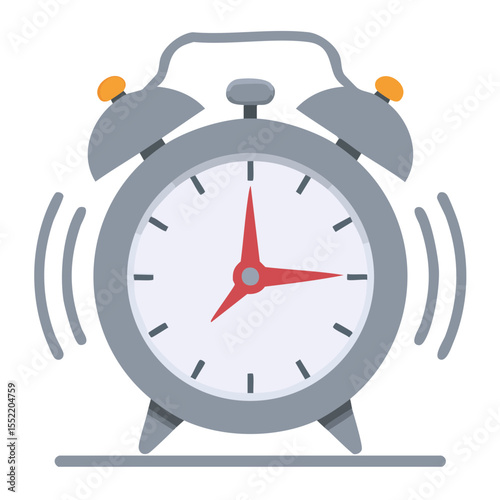 Ringing Gray Alarm Clock Depicting Awakening and Time Reminder on a Dark Background