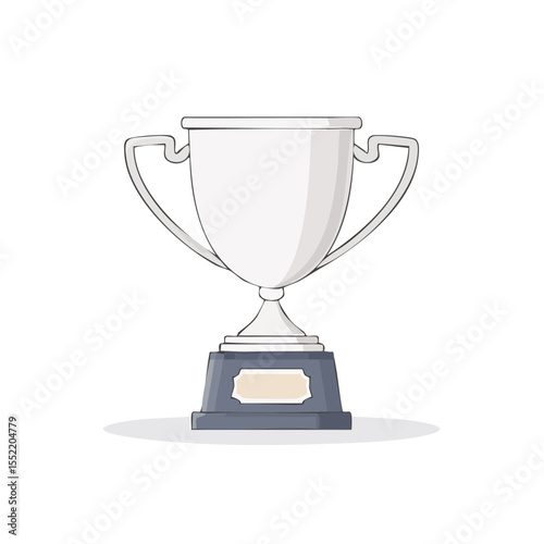 Silver trophy cup illustration for winning competition and award achievement icon reward graphic element on black background, victory celebration symbol