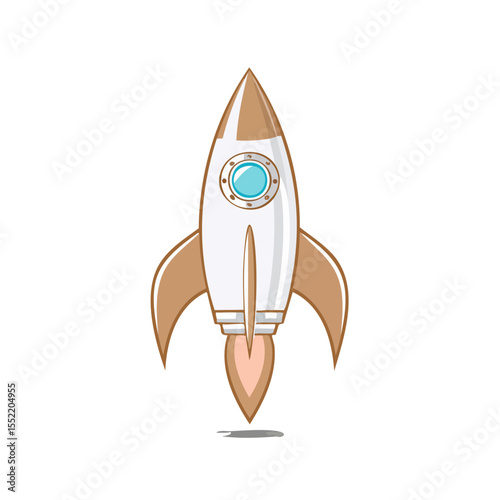 Illustrated Rocket Taking Off on Black Background Symbolizing Space Exploration and Innovation