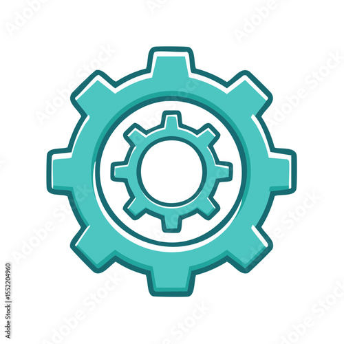 Turquoise cogs graphic illustration for industry engineering symbol of mechanical gears and configurations system for machine part