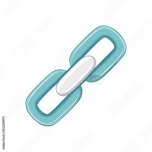 Stylized Chain Link Cartoon Illustration Blue White on Black Background Connection Joining Strength