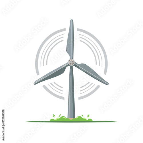 Wind Turbine Icon Rotating Clean Energy Illustration on Black Background