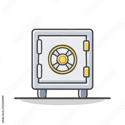 Cartoon Style Safe Box with Dial Security Mechanism for Business and Finance Concepts