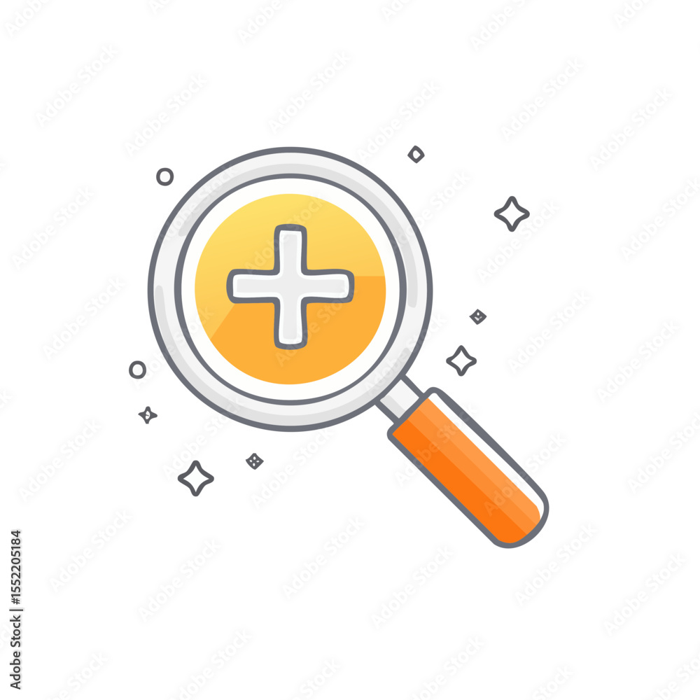 Obraz premium Magnifying glass with plus symbol for search, find, zoom in, increase, addition, and explore concepts for website, app, and ui design elements
