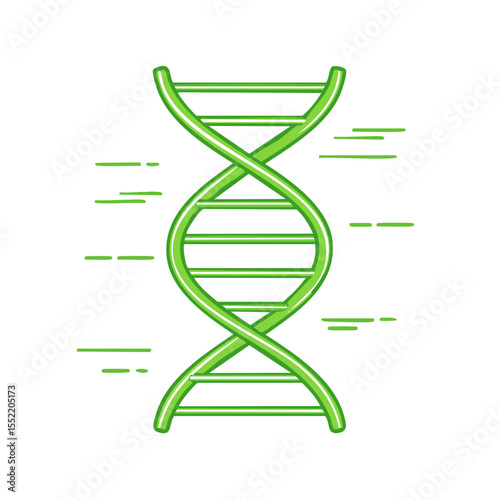 Stylized Green DNA Double Helix Strand Illustration on Black Background Science Genetic Structure