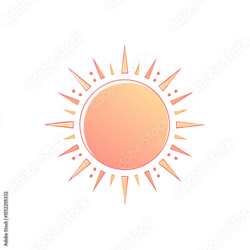 Stylized sun illustration with geometric rays against black background warmth heat and light source design element glowing sphere