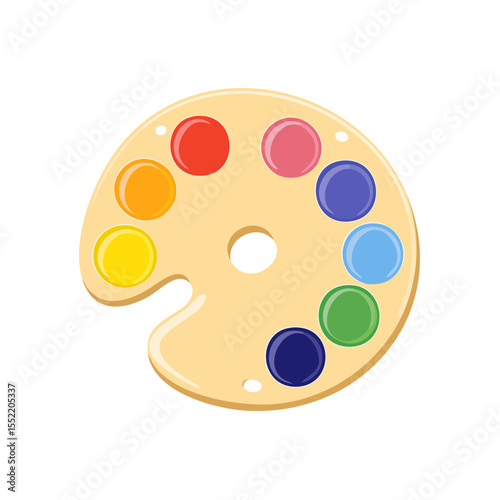 Artist Paint Palette with Rainbow Colors for Mixing Isolated on Black Background Creative Arts