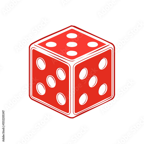 Red dice illustration with white pips on black background for board games and casino gambling luck and risk recreation