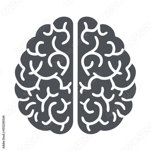 Human Brain Silhouette Graphic, Left and Right Hemispheres, Neurological Concept