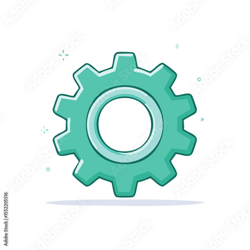 Illustration of a Green Gear on Black Background Icon for Settings Mechanics and Solutions Symbolizes Industry Technology Progress Process