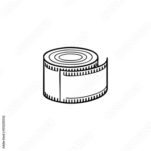 Measuring tape in white isolated on black background Tailoring tool Meter Sewing measurement Object for sewing