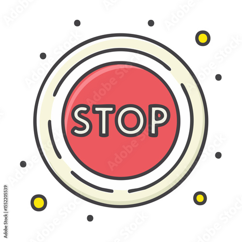 Cartoon Stop Sign with Circle on Black Background safety and attention to halting dangers and following instructions