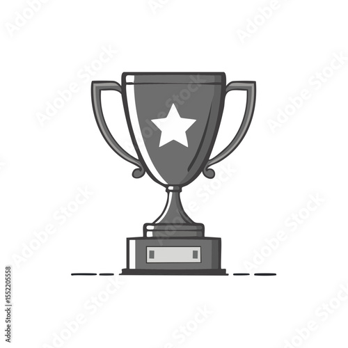 Elegant Silver Trophy with Star Symbol Illustrating Victory and Achievement Concept for Awards and Recognition in a Competition