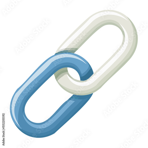 Interlocking Chains Connection Elements Unity Concept Teamwork Symbol Blue and White Connected