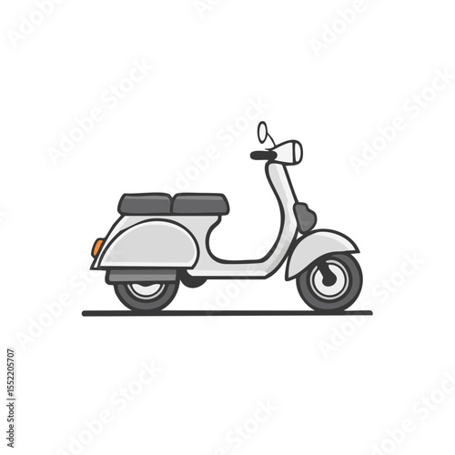 Illustration of a Gray Scooter with Double Seat on Black Background