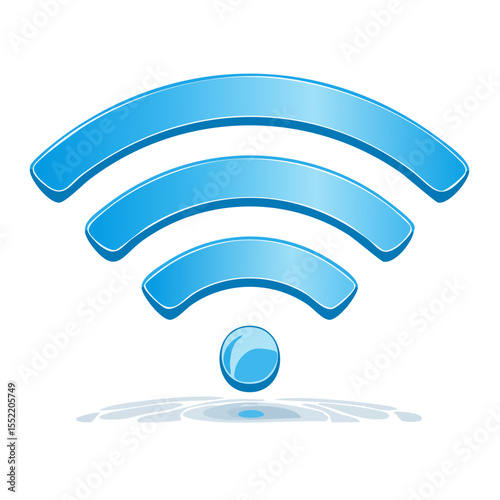Shiny Blue Wireless Signal Icon Symbol Radiating Connectivity Technology Global Communications Access Worldwide Network