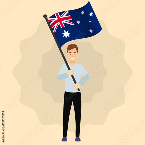 Happy Man Holding Australia Flag
