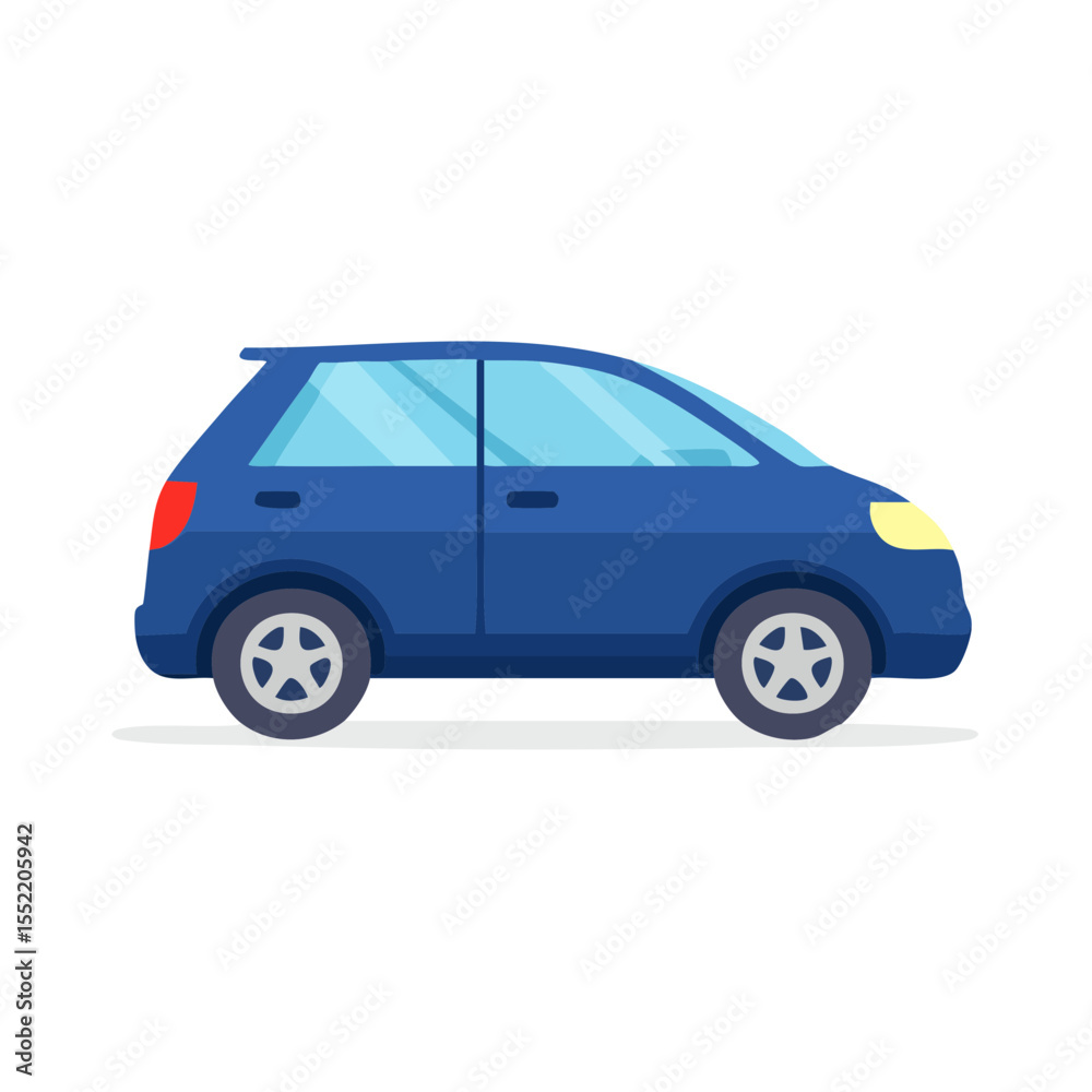 Blue Hatchback Vehicle Illustration Simple Car Design Modern Automobile Transportation Personal Auto Compact Car Flat Style Blue Hatchback Vehicle Illustration Simple Car Design Modern Automobile Transportation Personal Auto Compact Car Flat Style