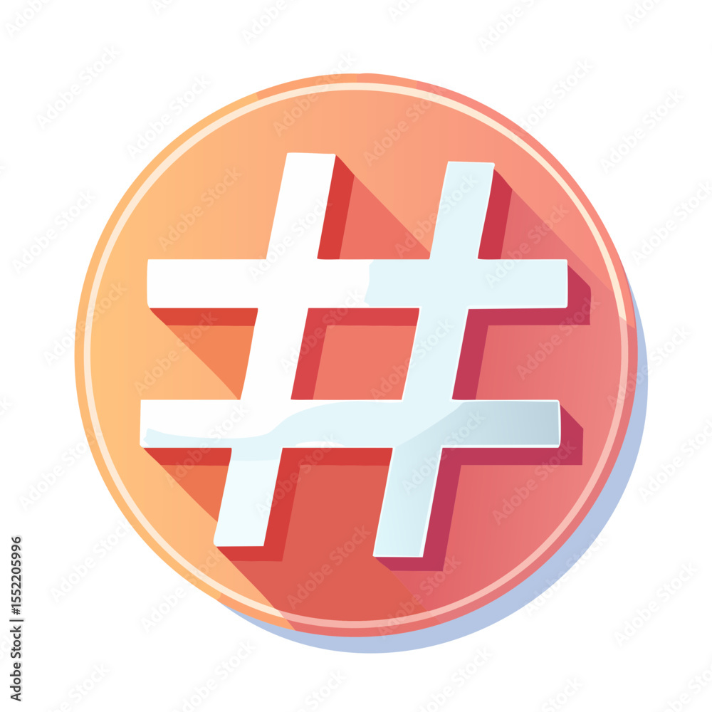 Obraz premium Hashtag icon on gradient circle shape social media digital marketing connection online networking internet community graphic