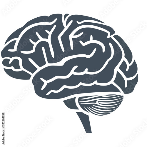 Stylized Brain Illustration on Black Background Depicting Intelligence, Neurology, and Cognition
