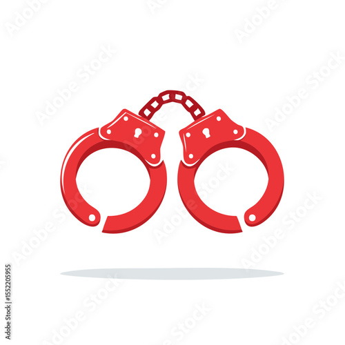 Isolated Red Handcuffs Illustration Symbol of Law Enforcement and Restraint