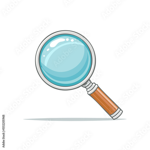 Illustration of a Magnifying Glass for Research, Investigation, or Searching Activities. Cartoon depiction on a black background for simplicity