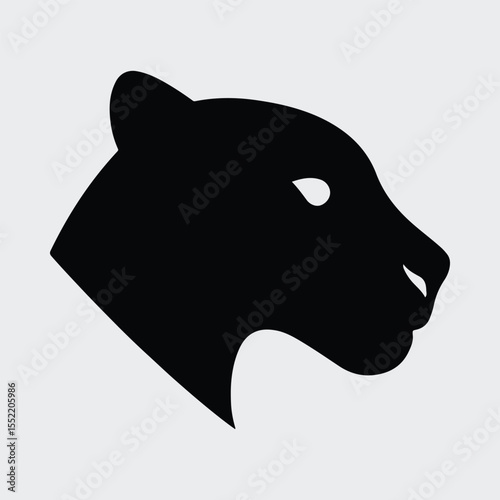 Silhouette black panther head side view profile Vector illustration
