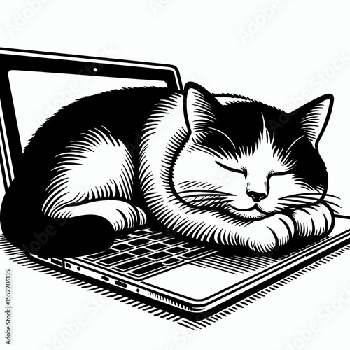 Cat lying on laptop