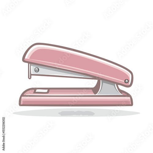 Pink Stapler Illustration, Office Supply Stationary Tool for Binding Pages